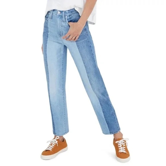 Madewell Denim - Madewell Classic Straight Two-Tone
Pieced Edition Denim Jeans